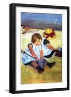 Children Playing on the Beach-Mary Cassatt-Framed Art Print