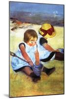 Children Playing on the Beach-Mary Cassatt-Mounted Art Print