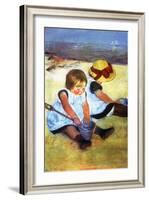 Children Playing on the Beach-Mary Cassatt-Framed Art Print