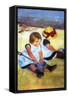 Children Playing on the Beach-Mary Cassatt-Framed Stretched Canvas