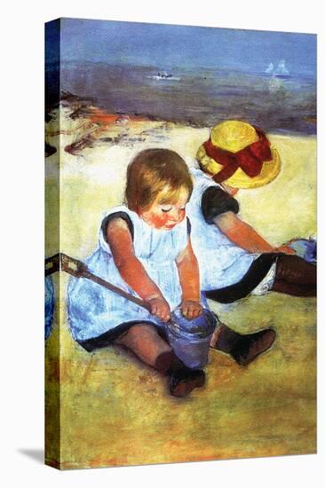 Children Playing on the Beach-Mary Cassatt-Stretched Canvas