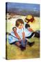 Children Playing on the Beach-Mary Cassatt-Stretched Canvas