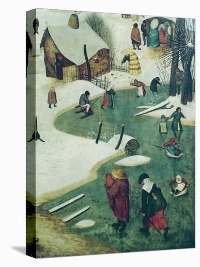 Children Playing on the Frozen River, Detail from the Census of Bethlehem-Pieter Bruegel the Elder-Stretched Canvas