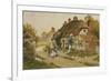 Children Playing Outside a Cottage in a Village-Arthur Claude Strachan-Framed Giclee Print