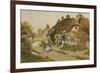 Children Playing Outside a Cottage in a Village-Arthur Claude Strachan-Framed Giclee Print