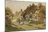 Children Playing Outside a Cottage in a Village-Arthur Claude Strachan-Mounted Giclee Print