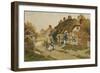 Children Playing Outside a Cottage in a Village-Arthur Claude Strachan-Framed Giclee Print