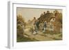 Children Playing Outside a Cottage in a Village-Arthur Claude Strachan-Framed Giclee Print