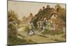 Children Playing Outside a Cottage in a Village-Arthur Claude Strachan-Mounted Giclee Print