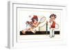 Children Playing Tennis-null-Framed Art Print