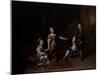 Children Playing with a Dog in a Living Room, 17Th Century (Oil on Canvas)-Jan Verkolje-Mounted Giclee Print