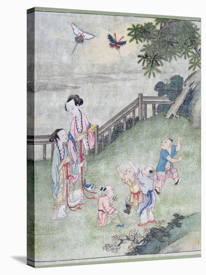 Children Playing with Kites-null-Stretched Canvas