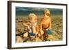 Children Playing with Sand Pails-null-Framed Art Print