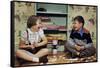 Children Playing with Tinkertoys-William P. Gottlieb-Framed Stretched Canvas