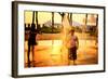 Children Playing with Water Fountains in Battery Park at Sunset,-Sabine Jacobs-Framed Photographic Print