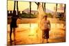 Children Playing with Water Fountains in Battery Park at Sunset,-Sabine Jacobs-Mounted Photographic Print