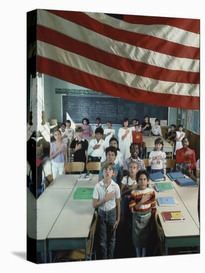 Children Pledging Allegiance to the Flag in a NYC Public Elementary School-Ted Thai-Stretched Canvas