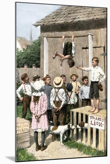 Children Putting on a Circus in the Backyarrd, 1800s-null-Mounted Giclee Print