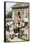 Children Putting on a Circus in the Backyarrd, 1800s-null-Framed Stretched Canvas