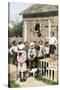 Children Putting on a Circus in the Backyarrd, 1800s-null-Stretched Canvas