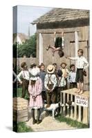 Children Putting on a Circus in the Backyarrd, 1800s-null-Stretched Canvas