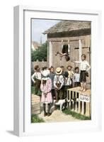 Children Putting on a Circus in the Backyarrd, 1800s-null-Framed Giclee Print