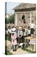 Children Putting on a Circus in the Backyarrd, 1800s-null-Stretched Canvas