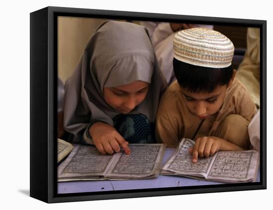 Children Read Together from Muslim's Holy Quran in Karachi, Pakistan-null-Framed Stretched Canvas