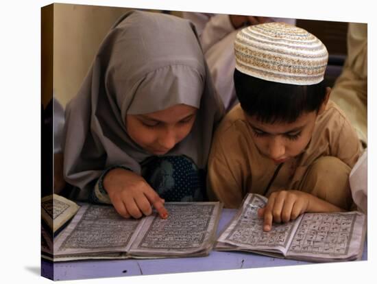 Children Read Together from Muslim's Holy Quran in Karachi, Pakistan-null-Stretched Canvas
