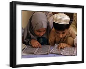 Children Read Together from Muslim's Holy Quran in Karachi, Pakistan-null-Framed Photographic Print