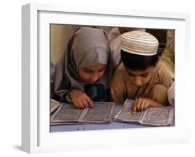 Children Read Together from Muslim's Holy Quran in Karachi, Pakistan-null-Framed Photographic Print