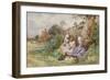 Children Reading Beside a Country Lane-Myles Birket Foster-Framed Giclee Print