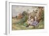 Children Reading Beside a Country Lane-Myles Birket Foster-Framed Giclee Print