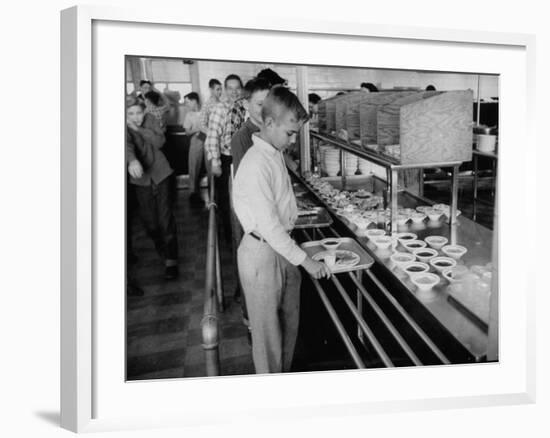 Children Receiving Food at the School Cafeteria-Ed Clark-Framed Photographic Print