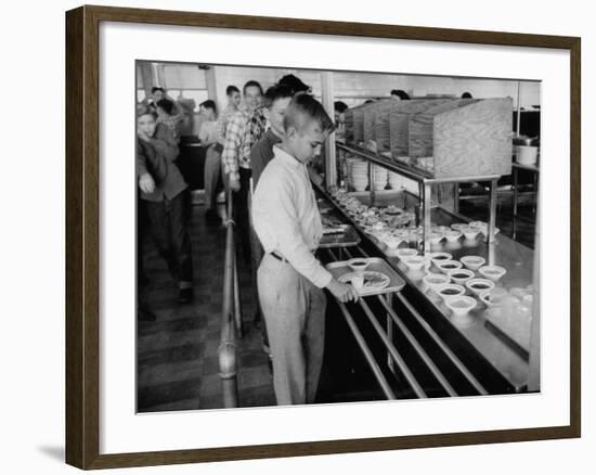 Children Receiving Food at the School Cafeteria-Ed Clark-Framed Photographic Print