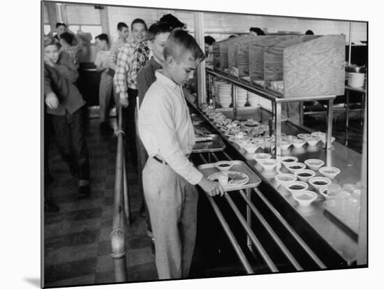 Children Receiving Food at the School Cafeteria-Ed Clark-Mounted Photographic Print