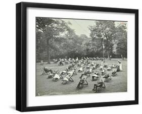 Children Resting in Deck Chairs, Bostall Woods Open Air School, London, 1907-null-Framed Premium Photographic Print