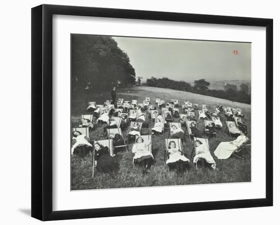 Children Resting in Deck Chairs, Shrewsbury House Open Air School, London, 1908-null-Framed Premium Photographic Print