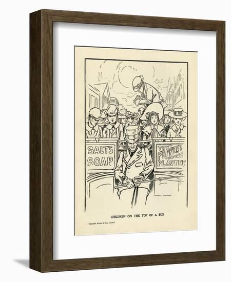 Children Ride on the Top Deck of an Open Omnibus-Charles Robinson-Framed Art Print