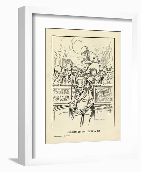 Children Ride on the Top Deck of an Open Omnibus-Charles Robinson-Framed Art Print