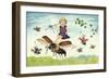 Children Riding Bees-null-Framed Art Print