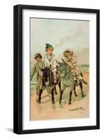 Children Riding Donkeys at the Seaside-Harry Brooker-Framed Giclee Print