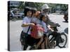 Children Riding on a Motor Scooter, Phnom Penh, Cambodia, Indochina, Southeast Asia-Bruno Morandi-Stretched Canvas