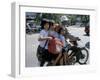 Children Riding on a Motor Scooter, Phnom Penh, Cambodia, Indochina, Southeast Asia-Bruno Morandi-Framed Photographic Print