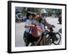 Children Riding on a Motor Scooter, Phnom Penh, Cambodia, Indochina, Southeast Asia-Bruno Morandi-Framed Photographic Print