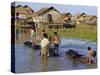 Children Riding Water Buffaloes, Inle Lake, Myanmar, Asia-Upperhall Ltd-Stretched Canvas