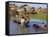 Children Riding Water Buffaloes, Inle Lake, Myanmar, Asia-Upperhall Ltd-Framed Stretched Canvas