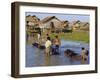 Children Riding Water Buffaloes, Inle Lake, Myanmar, Asia-Upperhall Ltd-Framed Photographic Print