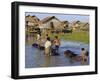 Children Riding Water Buffaloes, Inle Lake, Myanmar, Asia-Upperhall Ltd-Framed Photographic Print