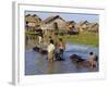Children Riding Water Buffaloes, Inle Lake, Myanmar, Asia-Upperhall Ltd-Framed Photographic Print